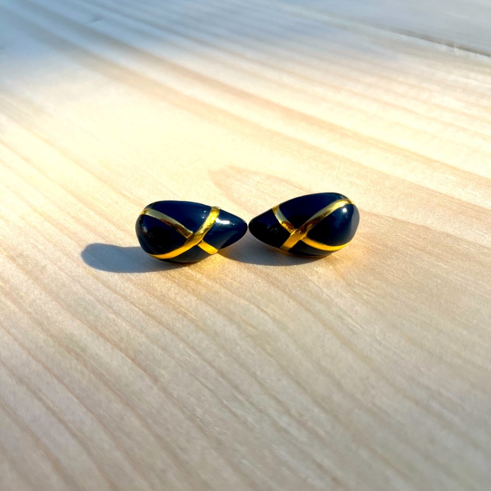 Vintage Monet Clip On Enamel Earrings